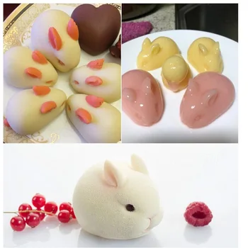  1 KS 6 Otvor Silikónové 3D Rabbit Tortu Formy Čokoládové Hľuzovky Pečenie Mousse Plesne Dezert Maker Pečenie Pečiva Zdobenie Nástroje
