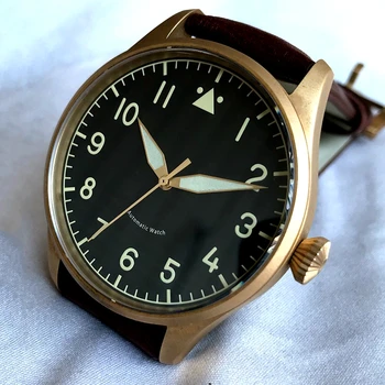  Vintage Pilot Bronz Mužov Športové Hodinky Automatické Hodinky 44 mm Retro Air Force Mechanické náramkové hodinky ST2130 Pohyb Vlastné Logo