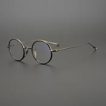  Japonské Ručné John Lennon Malé Okrúhle Titánové Okuliare, Rám Mužov Retro Optické Okuliare Krátkozrakosť Čítanie Okuliare Oculos