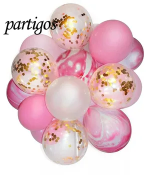  Zmiešané 10pcs/veľa 10inchs z konfety latex hélium balóniky zlato, ružové a čierne Dieťa Sprcha Výročie Party, svadby, narodeniny dekor