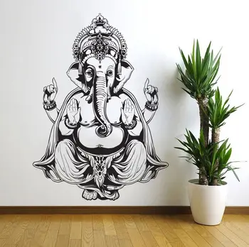  Vymeniteľné Watrproof tapety Vinylové Nálepky na stenu Art Decor Stenu Odtlačkový Ganesh Buddha Slon Om Jogy Hinduistickej Mandala D183