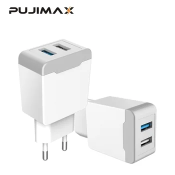  PUJIMAX Prenosné USB Nabíjačka EU Plug 2 Porty Cestovať Rýchlo Adaptér Vhodný Pre iPhone/Samsung/Huawei/Xiao Nabíjačku Mobilného Telefónu