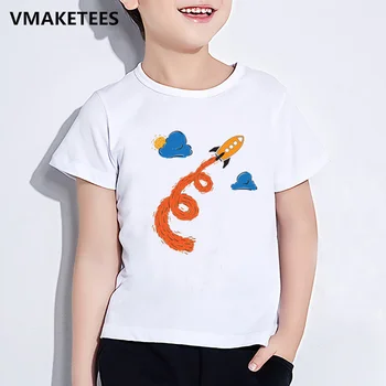  Nové Kreslené Rocket Tlač Deti T-shirts Topy Lete Bežné Kawaii T Shirt Dievčatá Chlapci Populárne Biele Oblečenie,YKP057