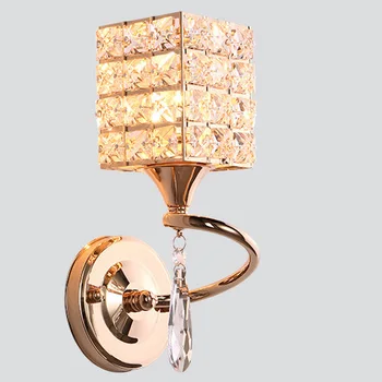  Jednoduché Spálňa Nočná lampa Zlatá Strieborná Atmosféru Crystal Nástenné svietidlo Moderného Obývacej miestnosti Led Pozadí steny Uličkou Lampy