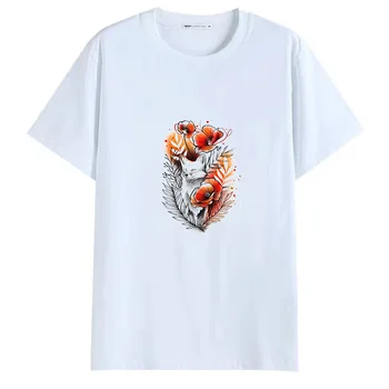  Odporúčame Bežné Krátky Rukáv Fox Vytlačené T-shirts O-Krku Bavlna T-shirts Ženy O-NECK T-shirt Kawaii Karikatúra Grafiku T-shirts