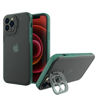  Ultra Tenké Matný Stojan Zadný Kryt Pre iPhone 11 12 Pro Max XS Max XR X 7 8 Plus SE 2020 Objektív Ochrana Držiak Jasné, Telefón Prípade