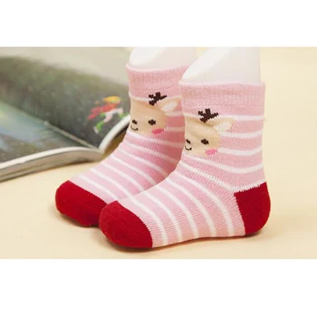  6pcs/set Bavlna Baby Ponožky Chlapci Dievčatá sokken meisje Deti Ponožky Deti Prekladané Snowflake Elk Santa Claus, Vianočné chausette