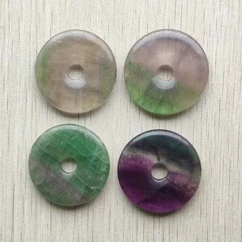  40 mm Módne kvalitných prírodných fluorite kameň kolo kruhu kúzlo, korálky, retiazky na šperky, takže 10pcs/veľa veľkoobchod