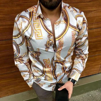  2021 Luxusné Nový Módny Trend Tričko Pre Mužov Jar Jeseň Tlač Dlhý Rukáv Topy Havajské Košele Mužov Oblečenie Dovolenku Košele
