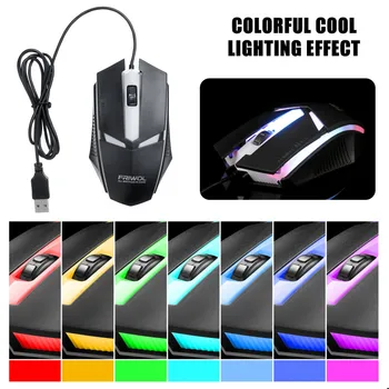  LED Rainbow Podsvietenie USB Ergonomické Káblové Herné Klávesnice + 2400DPI Myši Nastaviť Súprava USB 104 klávesov na PC Prenosný Počítač Hráč