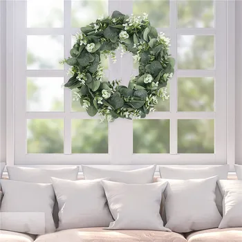  2021 Eukalyptu Umelé girlandy falošné rastliny Levanduľa veniec svadobné pozadie sieťovej klenby decoartion Vianoce domov dekor dverí