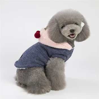  2018 Cherry Bavlny Pre Psov Pet Pug Chihuahua Oblečenie Zimné Spoločenské Šteňa Psa Kabát, Bundu S Kožušinou Roupas Oblečenie