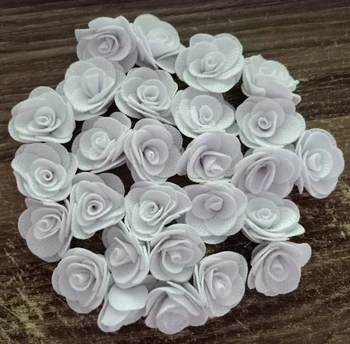  20Pieces/Taška White Rose Ručné 3,5 CM Textílie Rose Bavlnenej látky Kvet Strane DIY Svadobné Kytice Materiál Dievča Vlasy Príslušenstvo