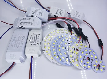  3W 7W 12W 18W 24W 36W 5730 SMD ľahkú Dosku Led Lampa Panel Pre Strop + AC 100-265V LED napájanie ovládača zmes