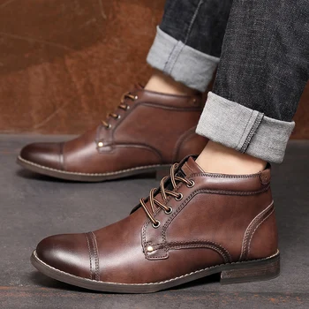  Muži topánky kvalitné topánky, topánky pre mužov pekný pohodlné kožený Retro chelsea boots mužov teplé Originálne Kožené topánky