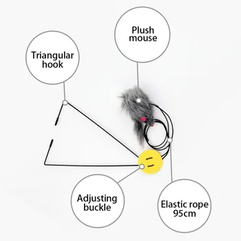  Interaktívne Visí Pet Mačka Hračka Nastaviteľné Vtipné Mačku Stick Elastické Lano Pohyb Myši Mačka Teaser Hračky Myši Pet Produkt