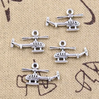  30pcs Charms Lietadlo, Lietadlo, Vrtuľník 12x18mm Antique Silver Farba Prívesky KUTILOV, Remeselníkov, Takže Zistenia Ručne vyrábané Šperky Tibetskej