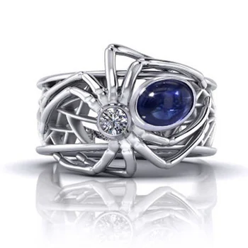  Nové módne nádherné spider vykladané sapphire prsteň zásnubný výročie darček šperky