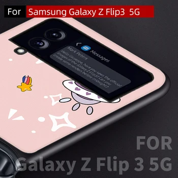  Z Flip 3 Funda obal pre Samsung Galaxy Z Flip 3 Z Flip Namaľoval Karikatúry PU Kožené Coque Protetion Telefón puzdro Z Flip 3
