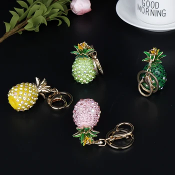 Dongsheng Crystal Ananás (Ananas Keychain Charms Tropické Ovocie Kľúč Reťazca Krúžok Žien Taška Kabelku Prívesok Keyring Pre Auto Styling