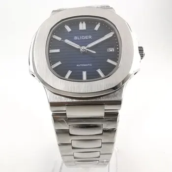  Bliger 39 mm Ležérne pánske hodinky modrá dial svetelný saphire sklo Módne Automatické hodinky