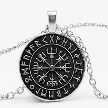  Vyhlásenie / Nových Vegvisir Viking Kompas Prívesok, Šperky, Sklo Cabochon Náhrdelník Mužov a Ženy, Odevné Doplnky