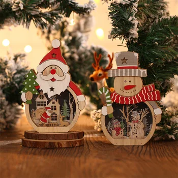  Vianočné Dekorácie LED Svetla Santa Claus Tvarované Drevené Ozdoby Nový Rok Dekorácie, Darčeky