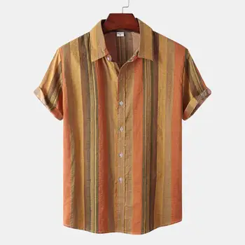  Pánske košele 2021 streetwear letné módne pánske pruhované-krátke rukávy ležérny top Havajské tlačidlo tričko top shirt mužov