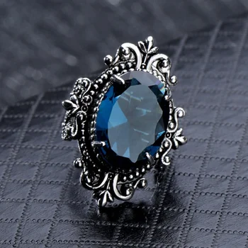  Vintage Princezná Rez Lab Sapphire Krúžok 925 Sterling Silver Zásnubné Prstene, Svadobné Jemné Šperky Veľkosť US5-12