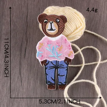  Módne hnedý plyšový medveď oblečenie výšivky patch handričkou nálepky DIY dekorácie oblečenie batožiny topánky odznak