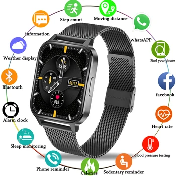  2021 Nové Inteligentné Hodinky Mužov Meranie Tepovej Frekvencie 1.7 Palcový Displej Šport Fitness Tracker Smartwatch Prispôsobiť Tapetu Hodinky+Box