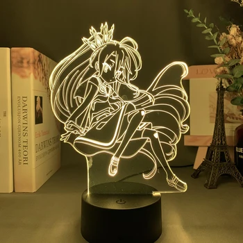  Anime Hra Života Shiro Led Nočné Svetlo pre Deti, Dieťa Dievčatá Spálňa Decor Darček k Narodeninám Noc Lampa Hra Života Shiro Svetlo Gadget