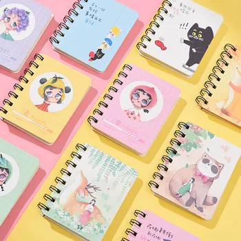  Kórejský Tvorivé A7 Cievka Notebook Cartoon Prenosný Vreckový Zápisník Roztomilý Plánovač Stationery Office Učiť Mini Kawaii Vestník Jednoduché