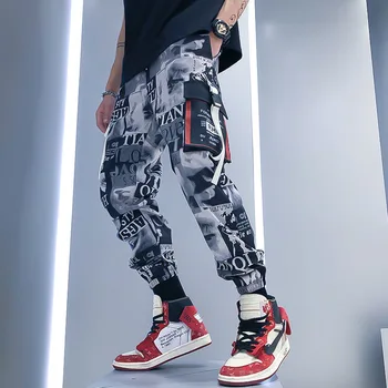  Hip hop Streetwear Mužov Hárem Cargo Nohavice kórejský Jogger Tepláky Solid farba Čierna Biela Členok Dĺžka Nohavice Biele Techwear