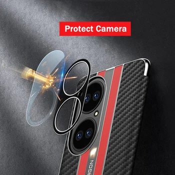  Pre Huawei P50 Pro Telefón Prípade Mate 30 40 Pro RS E Gunine Kožené Uhlíkových Vlákien Luxusné Objektív Protaction Smart View Flip Cover Funda