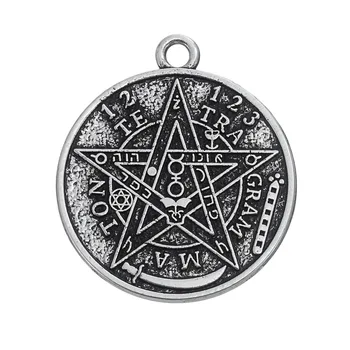  Môj Tvar 5 ks Wiccan Talizman Prívesky Tetragrammaton Pentacle Pentagram Pagen Amulet Starožitné zobrazili kľúčové tlačidlá pre Šperkov