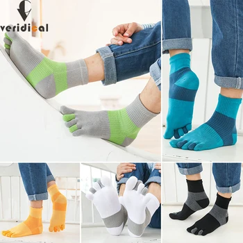  Šport Päť Prstov, Ponožky, Kompresné Bavlna Veľké Farebné Pruhované Hrubé Kvalitné Vonkajšie Basketbalové Cestovné Ponožky S Prstami