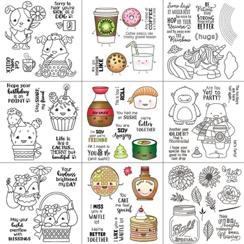  AZSG Chutné Cookies/Cake/Karikatúry/Káva Jasné Známky Pre DIY Scrapbooking/Karty Tvorby/Album Dekoratívne Silikónové Pečiatka Remeslá