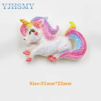  10Pcs 31MM*22MM Rôznych Kreslených Dúha Unicorn Kôň Čačky Ozdoby, Dekorácie HOBBY Ručné Materiálov A-201101-764