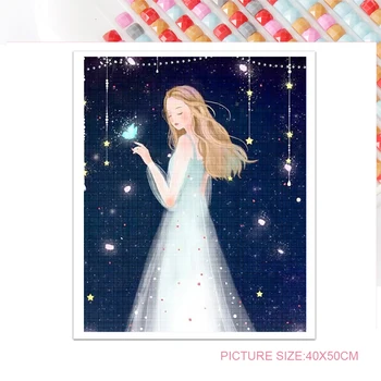  Diy Diamond Maľovanie Obrázok Cross Stitch Dievča Za svitu mesiaca Dekoratívne Maľby Plné Diamond Mozaiky 5D Wall Art