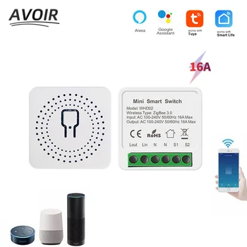  Avoir Wifi Mini Switch Modul Istič Tuya Smart Home Inteligentný Život Ovládanie Práce S Alexa Domovská stránka Google Prepínač Bezdrôtovej komunikácie 16A