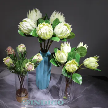  Zelená Protea 3 Veľkosti Nové Artchoke Cynaroides Skutočný Dotyk Diaplay Umelý Kvet Svadobný Kvet Strany Udalosť - INDIGO