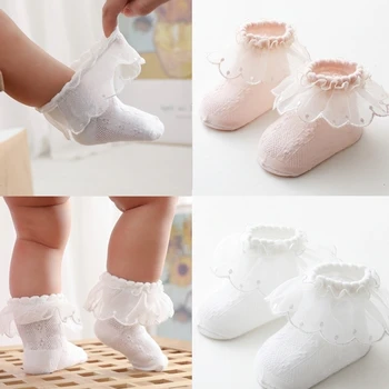  Baby Dievčatá Ponožky Pre Batoľa Biele Čipky Členok Pevné Ponožky 1 2 3 4 5 6 7 8 Rokov Deti Kvetinový Prehrabať Ponožky Dievčatá