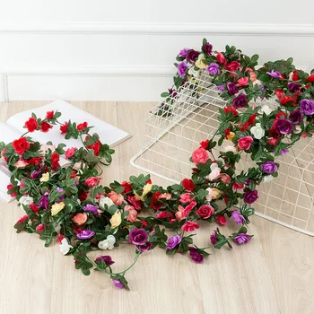  250 CM Rose Umelé Kvety Pivónia, Kvety Ivy Viniča Svadobné Dekoratívne Vianočné Girlandy Dekorácie Domov, Záhrady, Kvety Decor