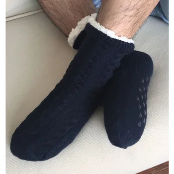  Zimné Mužov Thicked Vlnené Ponožky, Pletené Oblečenie Teplá Ponožka Muž Non-Slip Vnútorné Podlahy Papuče Ponožky Domov Koberec Snehu Ponožky