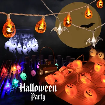  Batériový 10 LED Halloween Rekvizity Tekvica Lampáš String Svetlá Halloween Tekvica Svetlá Vnútorné Vonkajšie Party Decor