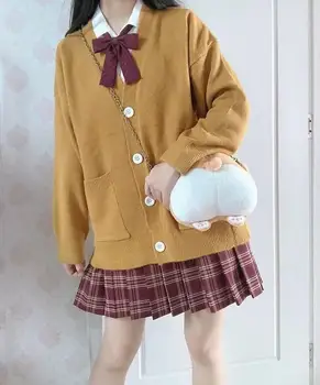  Japonský štýl sveter jar jeseň tvaru bavlna pletený sveter JK jednotné cardigan multicolor Cosplay dámske oblečenie
