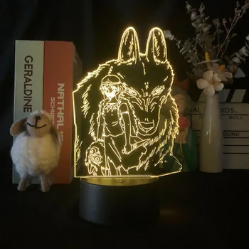  3D Galaxy Nočné Svetlo Projektora Princezná Mononoke Stolná Lampa pre Detská Izba Decor Zmeny Farby, Diaľkové Ovládanie Nočného Deti Darček