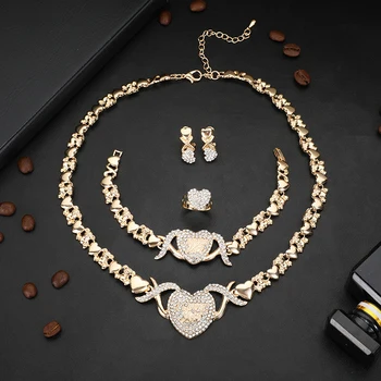  HOTsale Afriky Svadobné Šperky Dubaj Zlatá Farba Šperky Sady Romantické Farby Dizajn Sady Šperkov Náhrdelník Drop Shipping