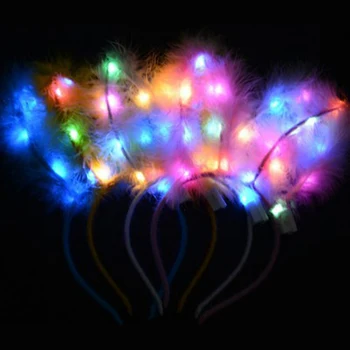  Umelé Perie Lad LED Svetlo-Až Bunny Králik Uši hlavový most Žiariace Vlasy Kapely Na Dovolenku Strany Darček, Vianoce, Nový Rok 2021